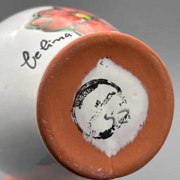 Vintage Himark Portugal Terracotta Pitcher Signed Celina with Hand-Painted Grape - Picture 8 of 10